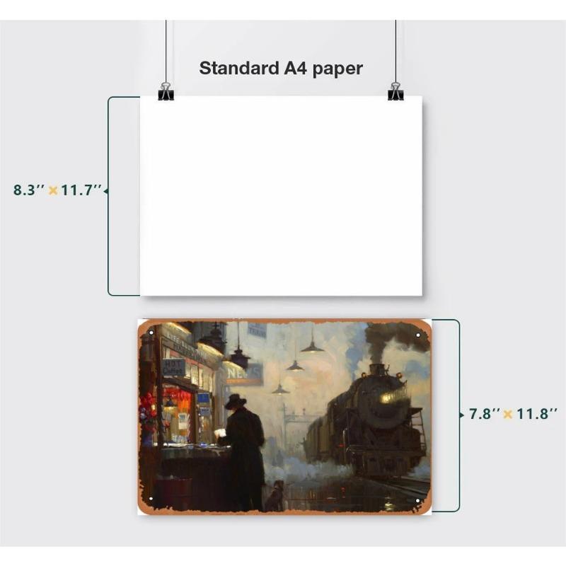 Vintage Metal Tin Poster Train Retro Metal Tin Signs Posters Plate Wall Decor for Bar Restaurant Cafe Clubs Retro Plaque