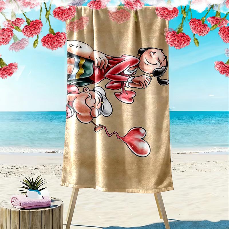 Popeye the Sailor Man Print Beach Towel, Large Soft Quick Dry Towel for Beach Camping Swimming
