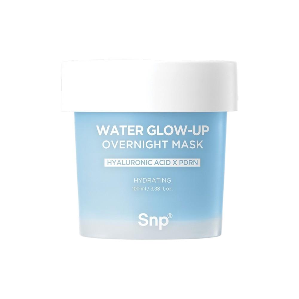 SNP Water Glow-up Overnight Mask 100ml - Deep Hydrating Sleeping Pack with 11 Types of Hyaluronic Acid, Squalane & PDRN