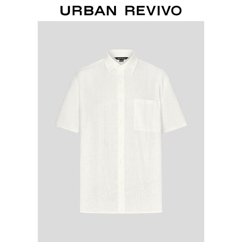 

UR2026 Men s Linen Blend Short Sleeve Lapel Shirt XL