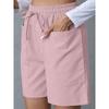 Summer New Style, Loose Fit, Linen, Casual Shorts, Solid Color, Plus Size, High Waist, Wide Leg Pants for Women