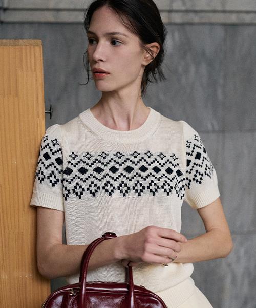 Angelobiano Agathe Jacquard Puff Top Black/Free