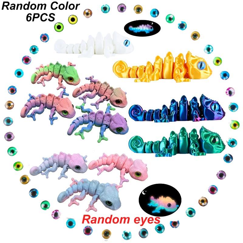 3D-gedrucktes Chamäleon-Echsen-Spielzeug - Gelenkige flexible Gelenke, Stressabbau Fidget-Spielzeug, Coole Schreibtischdekoration für Zuhause & Büro