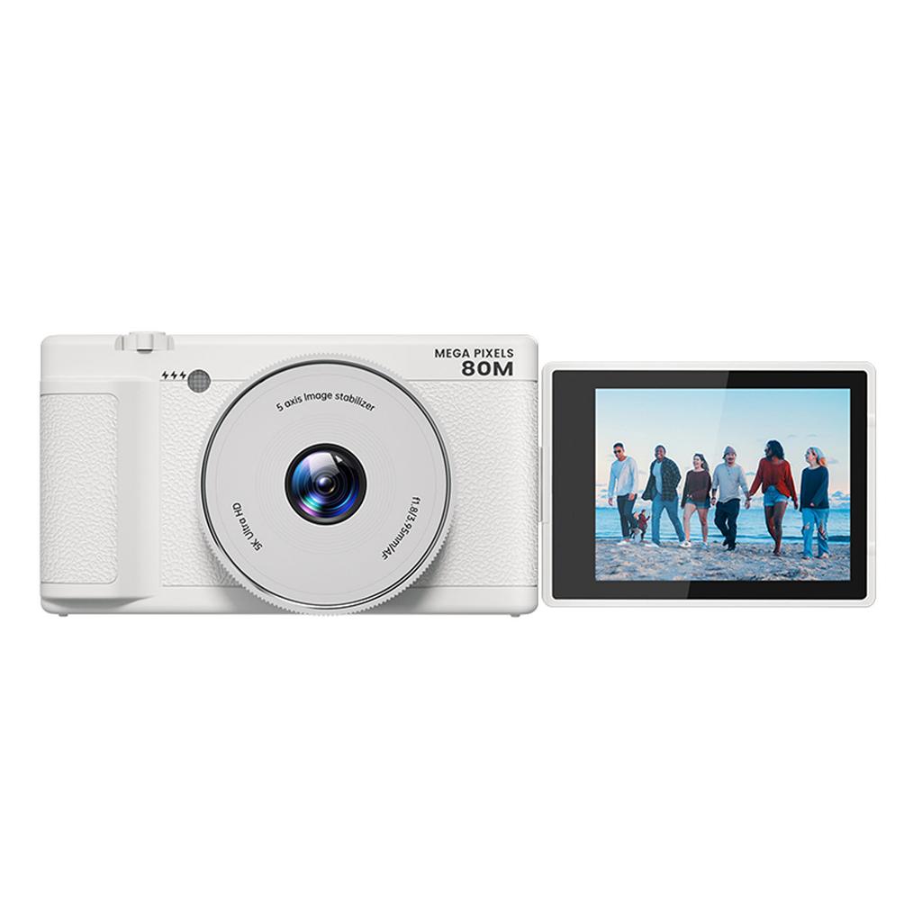 Digital Camera 80MP 5K with 270 Degree   Screen 2.8 Inch LED Fill Light 18x Zoom HD Compact Travel Video Camera for Beginner Students
