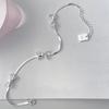 Silver Snake Bones Bow Bracelet for Women Girls Sweet Charm Bowknot Short Clavicle Chain Necklace Jewelry Set