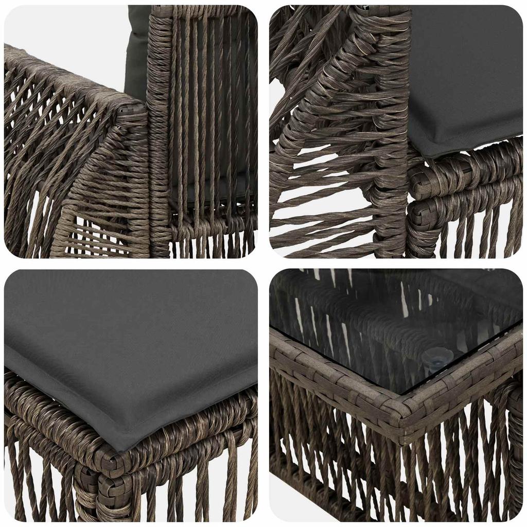 Garden Sofa Set 13 Pieces Grey and Dark Grey Poly Rattan