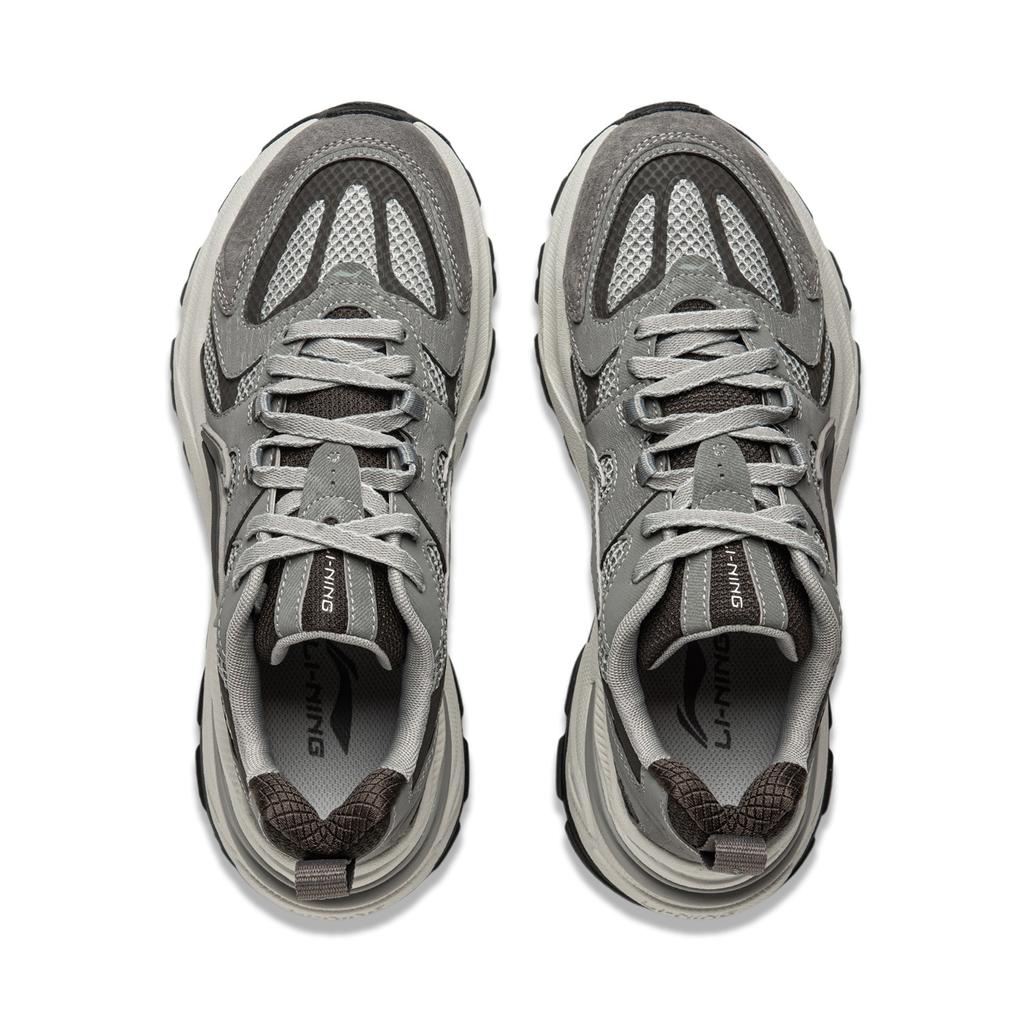 Li Ning Beichen 2K Comfortable Versatile Retro Thick Sole Height Increasing Non-Slip Wear-Resistant Low-Top Dad Shoes Women Sneaker Gray AGCU354-5