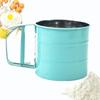 Hand Crank Flour Sieve Stainless Steel One Hand Press Crank Sifter Fine Mesh Sugar Powder Sieve Cup Handheld Cooking Baking Tool