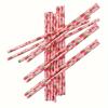 Pink Strawberry Paper Straws Set for Summer Fruit Themed Party Decorations Seaside Beach Birthday Celebration Festive Tableware