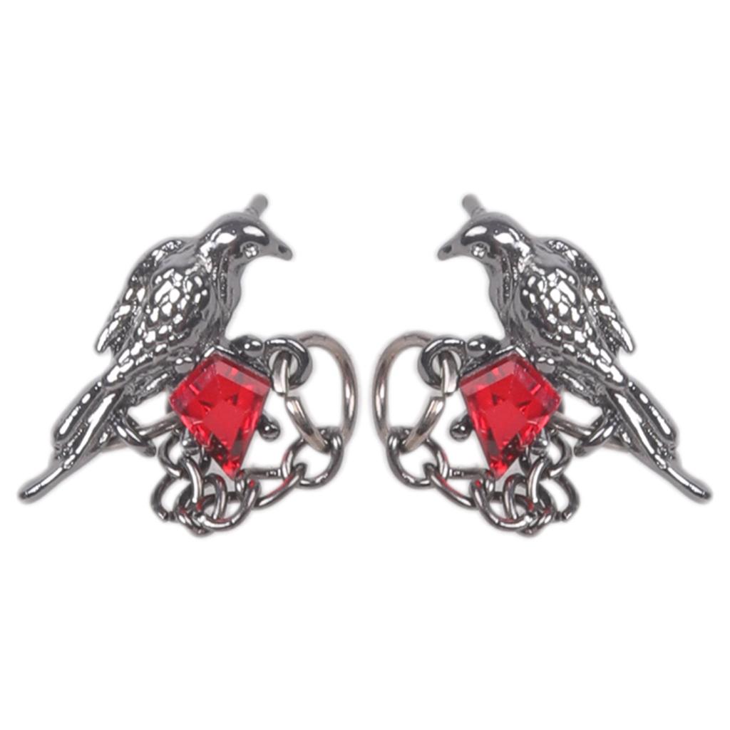 Gothic Raven Stud Earrings Dark Style Alloy Hypoallergenic Ear Studs Jewelry for Anime Fans and Young Trendsetters