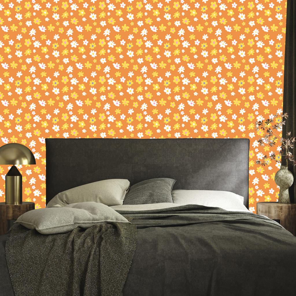 Peach and Gold Flowers Wallpaper for Living Room and Bedroom 50x1000