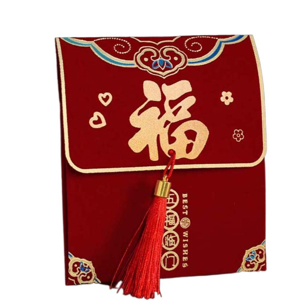 Polyester Spring Festival Red Envelope Traditional God of Wealth Red Pocket  Wedding