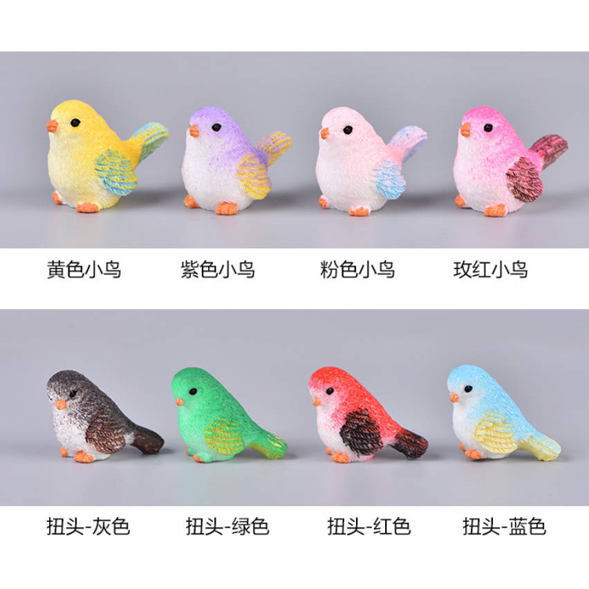 Multi-functional Accessories Cute Cartoon Bird Figurine Garden Plants Animals Resin Handicrafts Decorative Figurines.