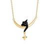 Niche Black Cat Moon Pendant Necklace Wind Retro Women's High-end Jewelry Collarbone Chain