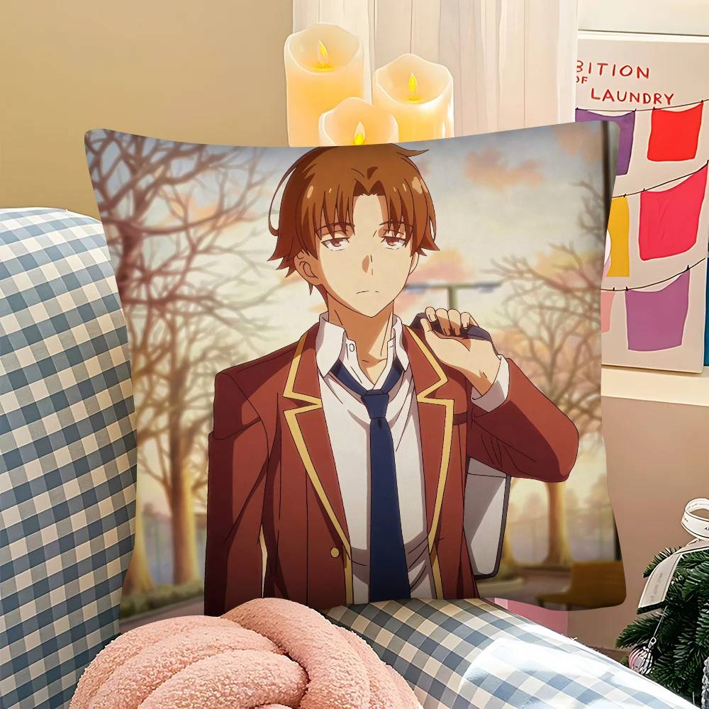 1Pc C-Classroom Of The Elite Anime Pillow Case Fashion Square Pillowcase Bedroom Sofa Room Ins Decoration Leisure
