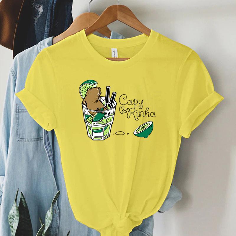 

Capybara Lemon Tea Women Tshirt Summer Funny Cartoon Animal Tops Tshirt Casual Short Sleeve Clothing Aesthetic Capybara T Shirt 4XL