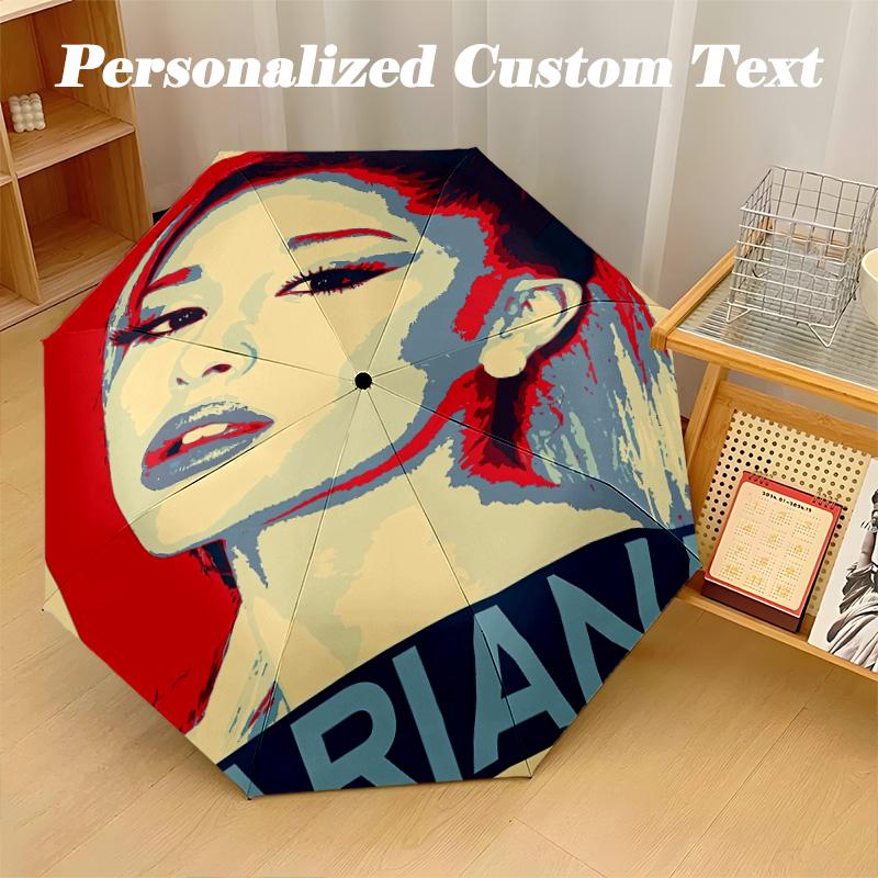 Portable Auto Folding Umbrella,Ariana Grande 8 Rib Waterproof Umbrella For Camping Commute