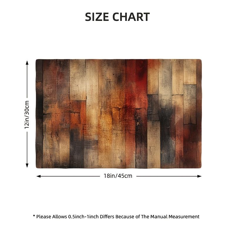 4pcs Vintage Wood Grain Linen Placemats, 12x18 Inches - Rustic Brown, Red & Black Decorative Table Mats for Kitchen, Dining Room, Home Gatherings, and
