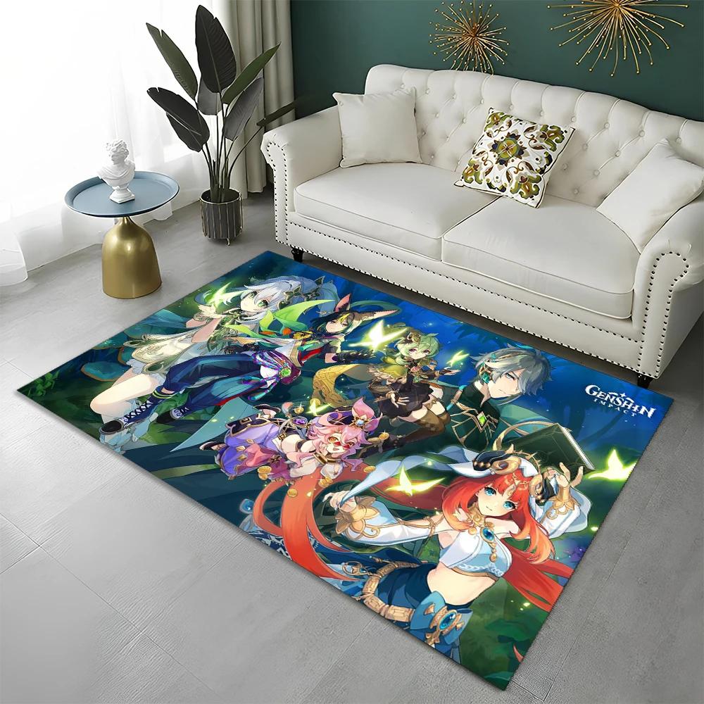 Game Genshin Impact Gamer Cartoon  Carpet Rug for Home Living Room Bedroom Sofa Doormat Decor,Child Area Rug Non-slip Floor Mat
