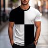 Nuova maglietta sportiva a maniche corte estiva, T-shirt casual da uomo con scollo rotondo, traspirante, color-block