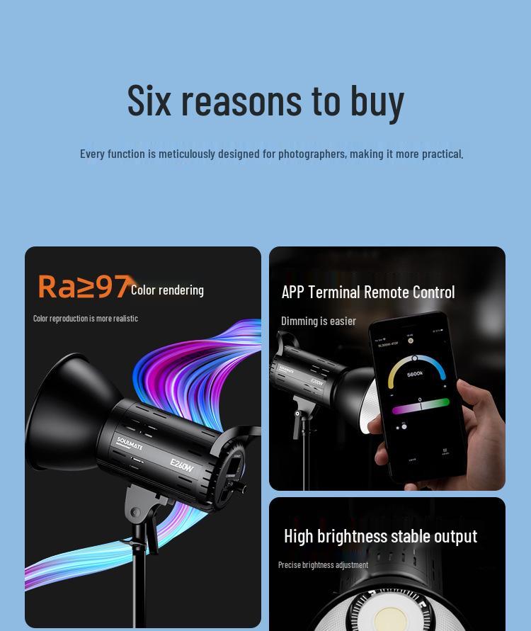 8SOULMATE E260W Remote Control Fill Light for Photography and Live Broadcasts