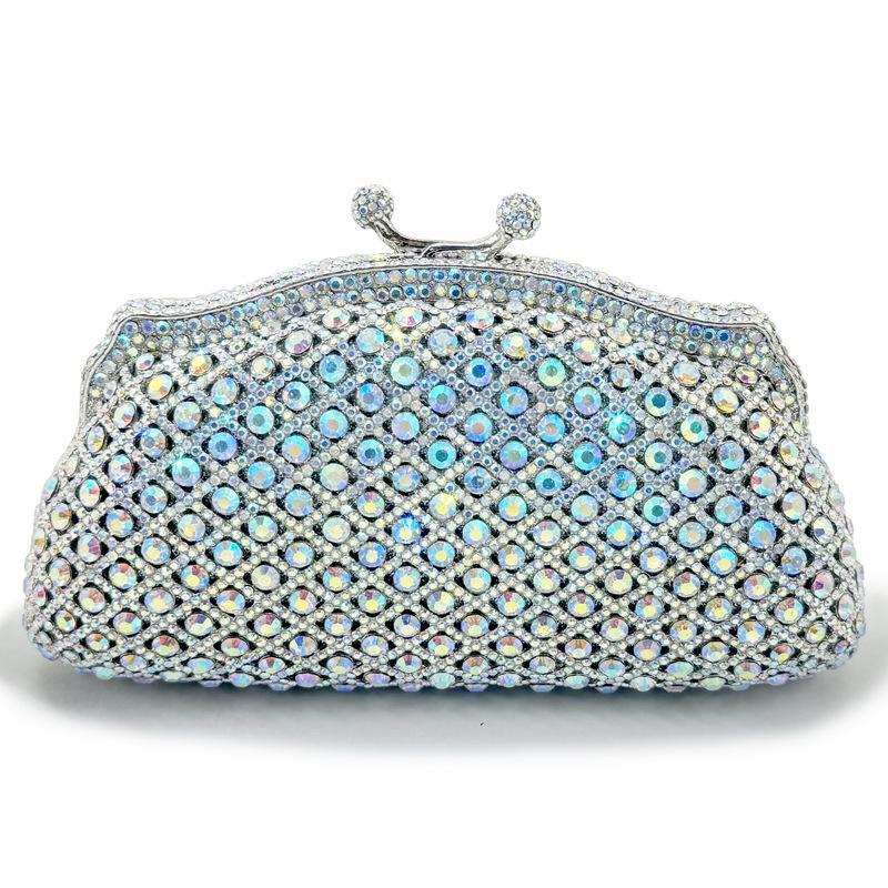 Borsa da sera in cristallo colorato Borsa a pochette con diamanti scintillanti per donna Borsa a mano di lusso con strass per matrimonio, ballo, cena, banchetto