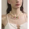 Yhpup Stylish Unique Handmade Jewelry Glass Imitation Stone Beads Chain Resin Bikini Doll Drop Creative Necklace Accessories