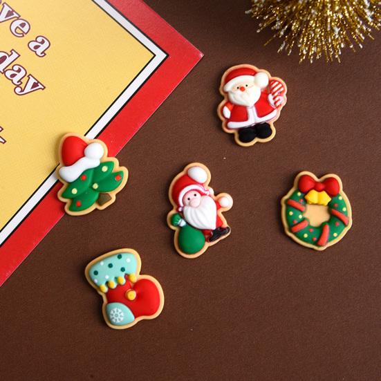 10Pcs Christmas Resin Accessories Cute Santa Claus Snowman Elk Christmas Tree Flat