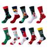 5 Pairs Set Christmas Crew Socks for Women, Cute Santa Snowman Xmas Tree Printed Cotton Socks, Winter Warm Casual Fashion Socks
