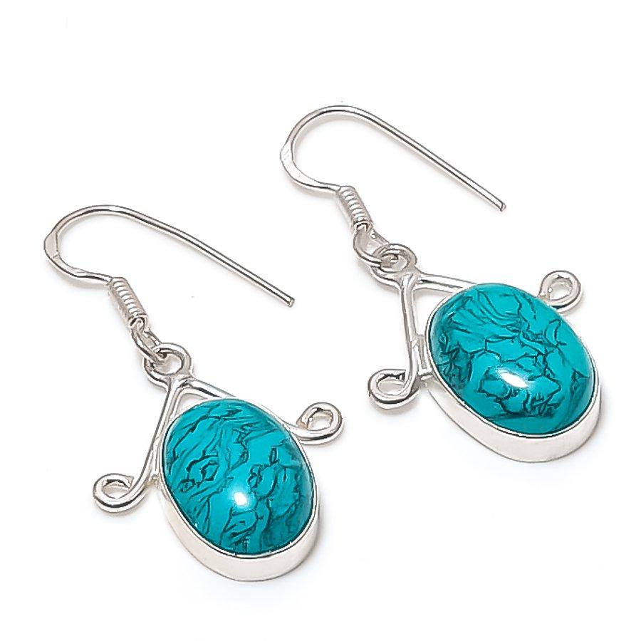 Santa Rosa Turquoise Gemstone 925 Sterling Silver Earring 1.58"