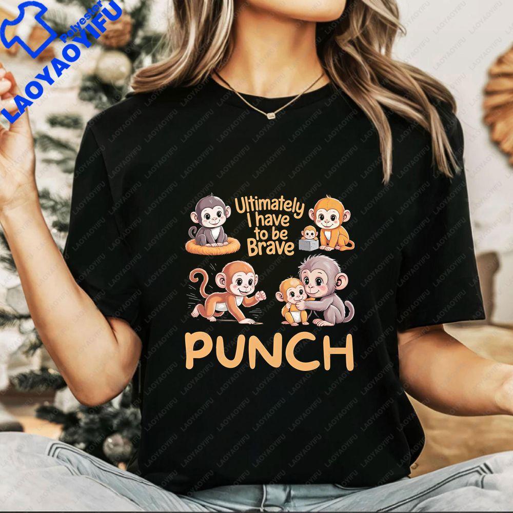 Baby Punch Monkey Printed Top with A Trendy Original Streetwear Design Suitable for Both Unisex and WoUnisex Large Size Tshirt