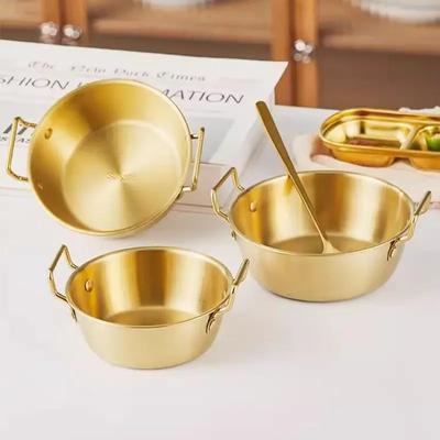 1 stück 304 Edelstahl Goldene Instant-nudeln Schüssel Koreanische Reiswein Schüssel Mit Griff Salat Snack und Französisch Braten Schüssel