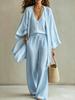 European/American Spring-Fall Three-Piece Set: Loose 9-Sleeve Cardigan, Sleeveless Vest, and Long Pants.