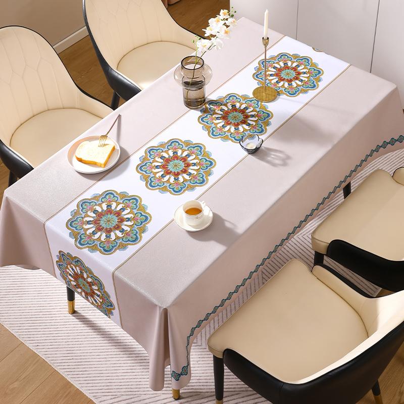 Waterproof Flower Table Cloth Soft Washable PVC Tablecloths Dining Tea High-end Towel Rectangular Desk Sheet Hotel Breakfast Mat