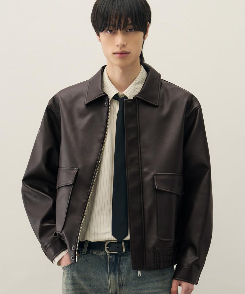 Draw Fit A-2 Leather Blouson Jacket [Brown]