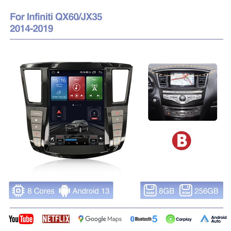 12.1" For Infiniti QX60/JX35 2014-2019 Car Smart Multimedia Video Player GPS Navigation Radio Android13 4G AUTO Stereo 360camera
