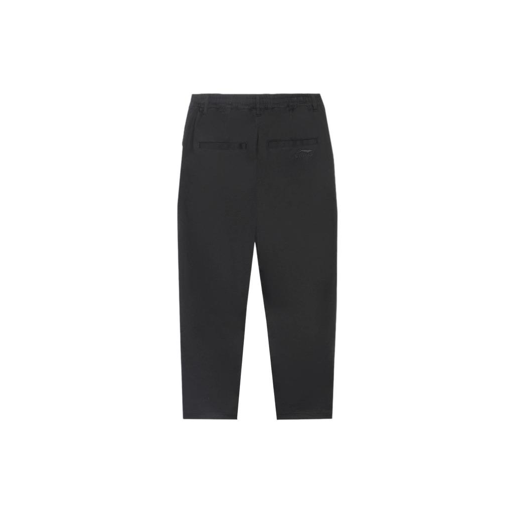 Li Ning SS22 Solid Color Loose Straight Pants Men Bottoms Black AKXS115-1