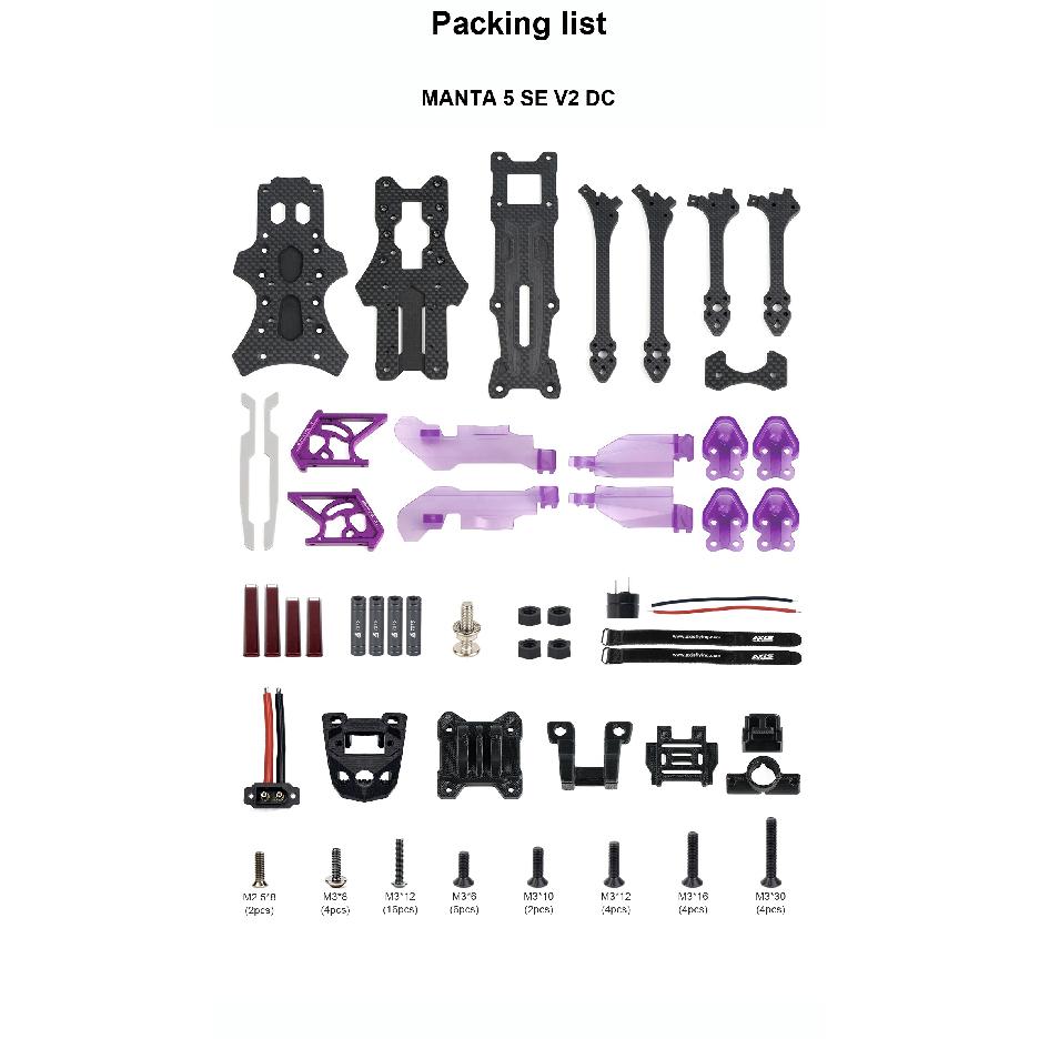 Axisflying MANTA 5 SE V2 Frame kit Performance Evolved - Enjoy Every Flight /DC/Squashed X Recommended 2207/ 2505 Series Motor