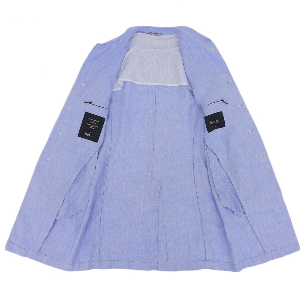 HEVO Linen Hidden-breasted Single-breasted Shirt Coat for Men, Blue, Size 46, 8HGALL761 Coat 46 blueUsed