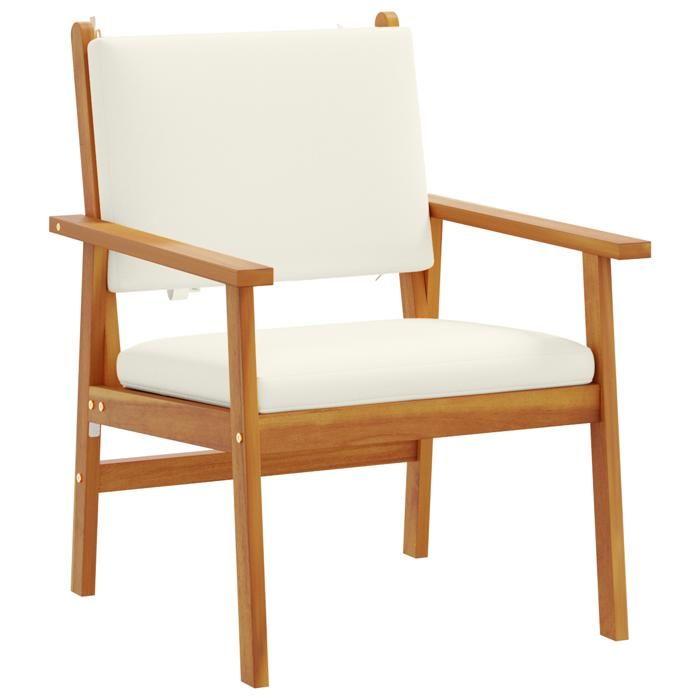 Chaises de jardin vidaXL 2 pcs avec coussins en bois d'acacia solide 4106576