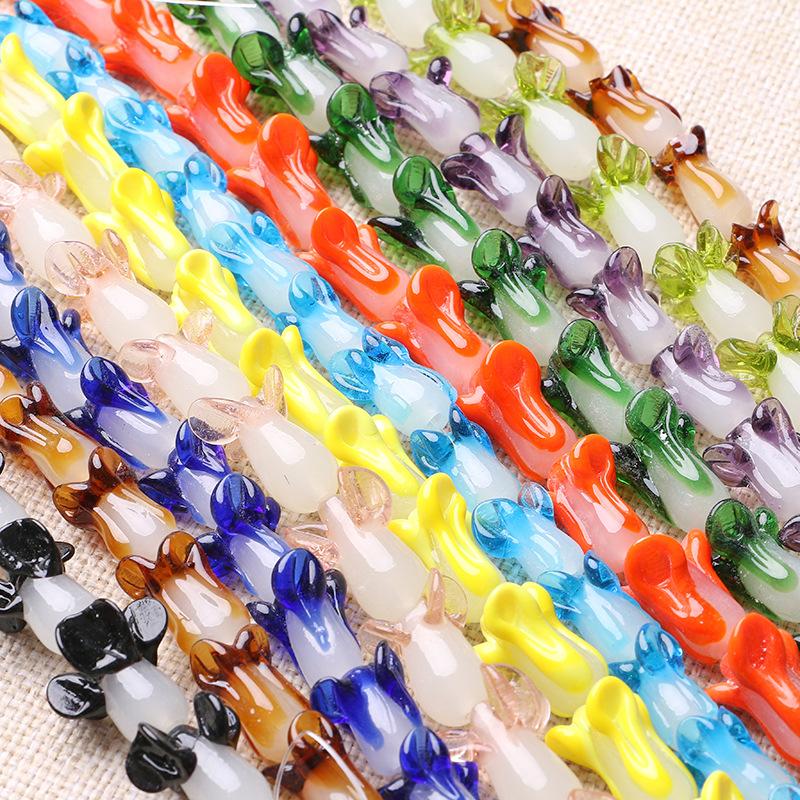 10 pz 20x10 mm Forma Cavolo Cinese Vetro Lavorato a Lampada Fatto a Mano Perline Sciolte Per Accessori per Creazione di Gioielli Fai da Te Artigianato Risultati