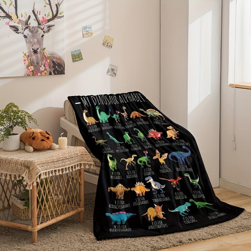1pc Soft and Cozy Cartoon Dinosaur Print Blanket Perfect for Couch Sofa Office Bed Camping and Travel All-Season Gift Blanket