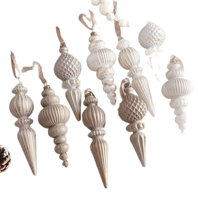 Retro Christmas Ornament Ball Pendant Set Tree Hanging Decor Farmhouse Style Holiday Home Party Decoration