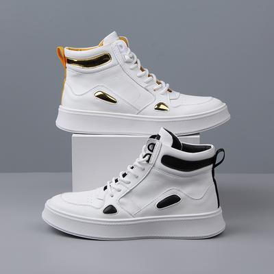 Kleine weiße Schuhe High Top Boardschuhe Herrenmode Leichte bequeme Sportschuhe mit dicker Sohle Casual mit Samt Herrenschuhen