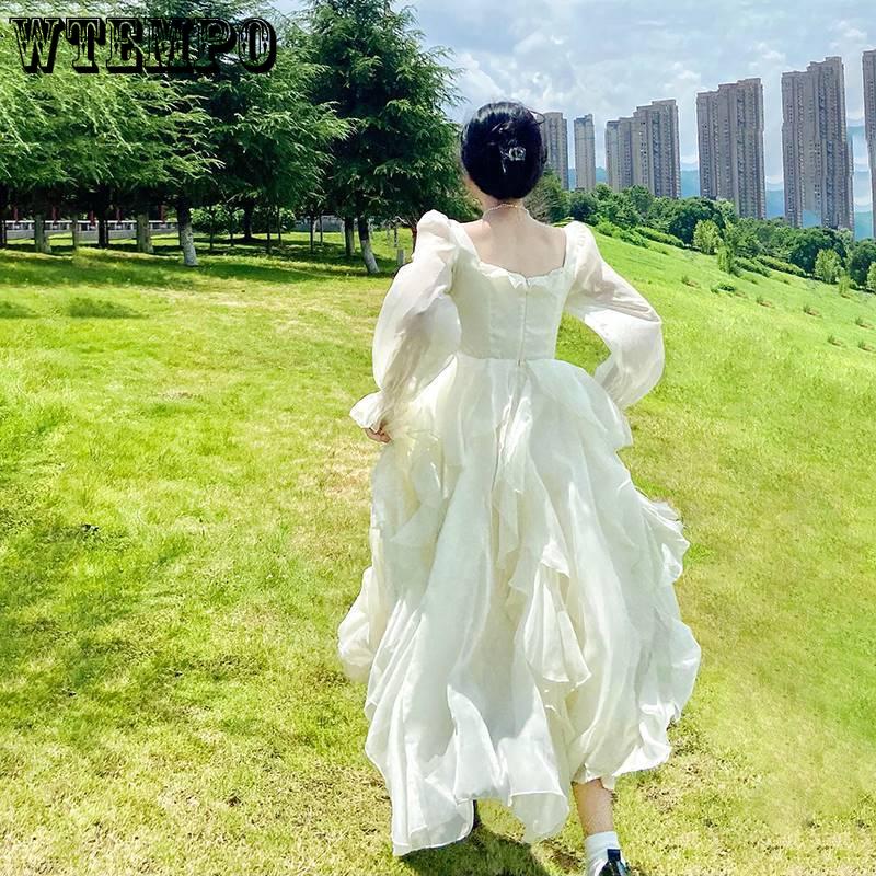 sachin and babi light blue dress Womens Puff Sleeve Mesh Tulle Fairy Dress High Waist Kuwait