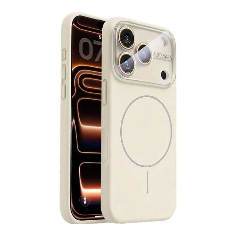 IPhone 17 Pro Case, Full Lens Protection, Ultra-Thin Magsafe Magnetic Skin-Friendly Liquid Silicone Shockproof Simple Design, New White Model