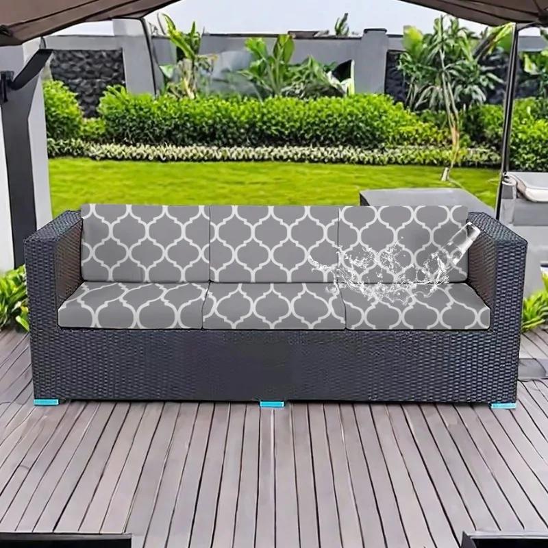 Rutschfeste Outdoor-Sofa-Kissenbezüge mit tropischem Druck, Möbelschutz, Ersatz für einzelne Sitzkissen
