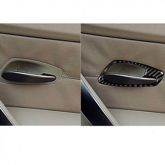 ABS Carbon Fiber Interior Door Handle Bowl Cover Trim Fit For BMW Z4 E85 2003-08