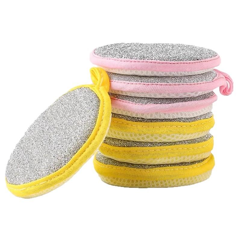 Dual-Sided Round Cleaning Sponge with Colorful Edges for Dishwashing and Household Cleaning 1 PCS