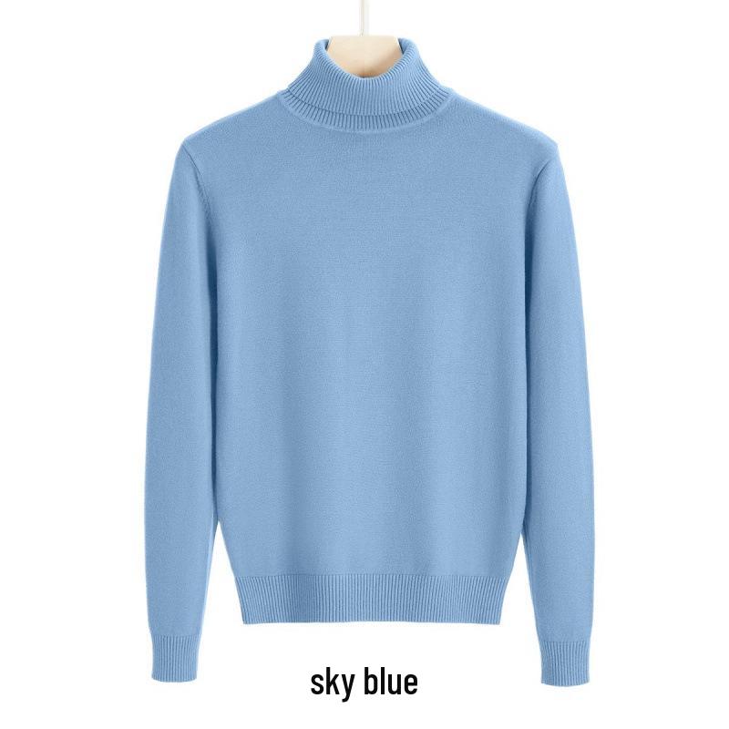 Men's Loose Plus Size High Neck Knit Sweater - Solid Color, Long Sleeve, Spring/Autumn/Winter